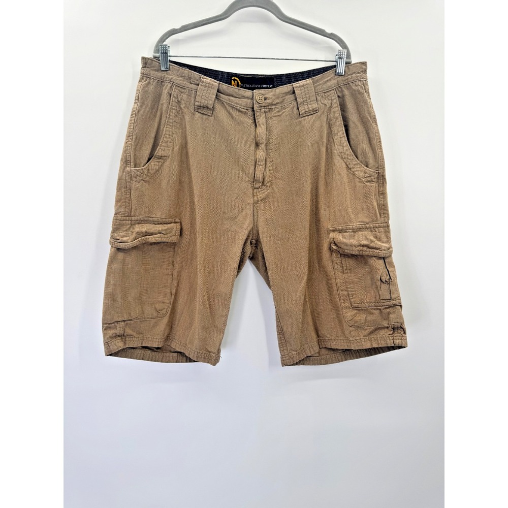 VTG 90s Y2K Nautica Brown Plaid Cargo Shorts 36" Longer Length 12.5" Baggy